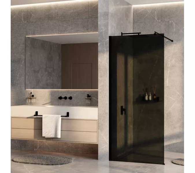 Душевая перегородка WasserKRAFT Rur 30W MB-TG тонирован/черный, Цвет стекла: тонированное, Цвет профиля: Черный, Цвет профиля (вариация): Черный, Выбрать размер: 110