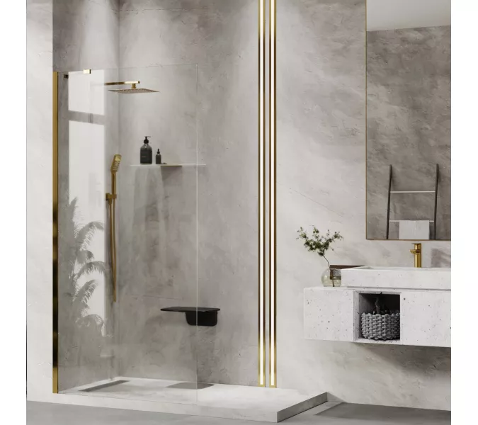 Душевая перегородка WasserKRAFT Aisch 55W39/55W44, Цвет стекла: прозрачное, Цвет профиля: Золото, Выбрать размер: 90, изображение 2