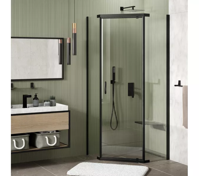 Душевой уголок WasserKRAFT Wiese 84P38/84P11, Цвет стекла: прозрачное, Цвет профиля: Черный, Выбрать размер: 100х100, изображение 7