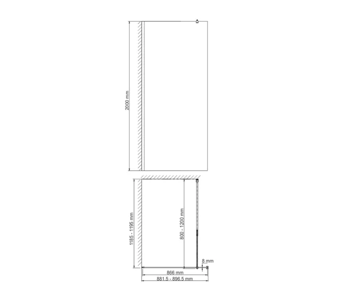 Душевая перегородка WasserKRAFT  Rur  30W MB-MG матовое/черный, Цвет стекла: матовое, Цвет профиля: Черный, Цвет профиля (вариация): Черный, Выбрать размер: 90, изображение 5