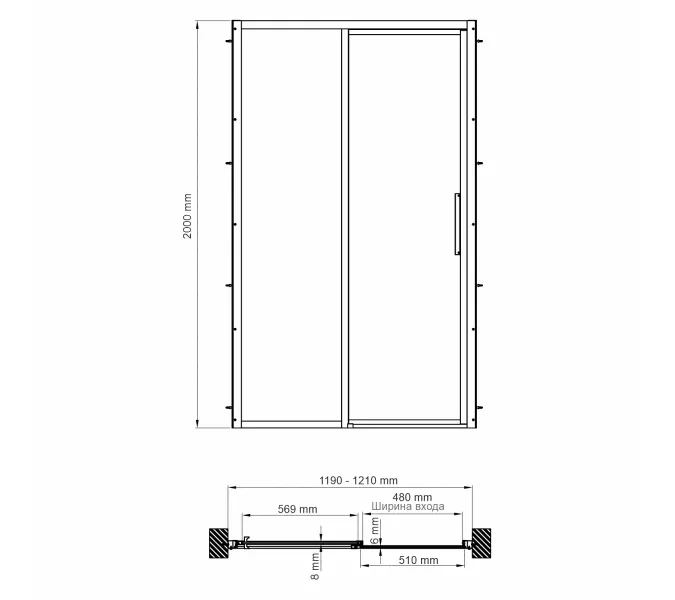 Душевая дверь WasserKRAFT Lopau 32S05L/R, Цвет стекла: прозрачное, Цвет профиля: Хром, Выбрать размер: 120, Ориентация: левая, изображение 7