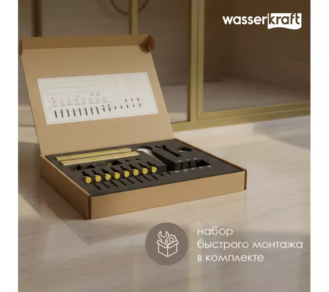 Душевой уголок Wasserkraft  Aisch золото, Цвет стекла: прозрачное, Выбрать размер: 120х80, изображение 9