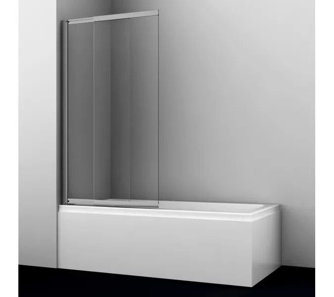 Стеклянная шторка WasserKRAFT Tauber 64S02-80/100, Цвет стекла: прозрачное, Цвет профиля: Никель, Выбрать размер: 100