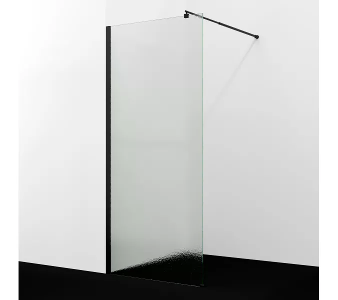 Душевая перегородка WasserKRAFT Rur 30W MB-TXG  рифленое/черный, Цвет стекла: рифленое, Цвет профиля: Черный, Цвет профиля (вариация): Черный, Выбрать размер: 100, изображение 2