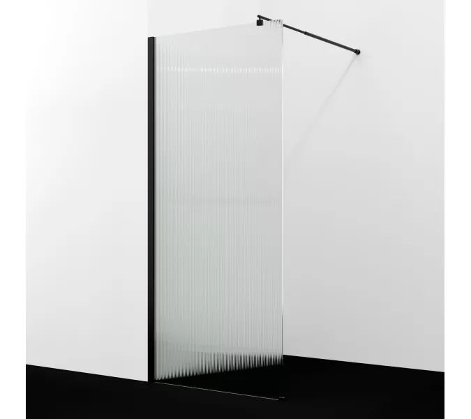 Душевая перегородка WasserKRAFT Rur 30W MB-FL ребристое/черный, Цвет стекла: ребристое, Цвет профиля: Черный, Цвет профиля (вариация): Черный, Выбрать размер: 100, изображение 2