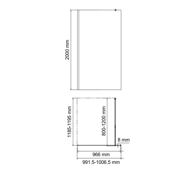 Душевая перегородка WasserKRAFT Rur 30W -MR  зеркальная/хром, Цвет стекла: зеркальное, Цвет профиля: Хром, Цвет профиля (вариация): Серебро, Выбрать размер: 100, изображение 5