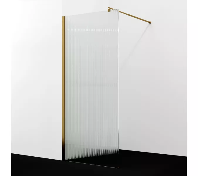 Душевая перегородка WasserKRAFT Rur 30W BG-FL ребристое/матовое золото, Цвет стекла: ребристое, Цвет профиля: Золото, Цвет профиля (вариация): Матовое золото, Выбрать размер: 90