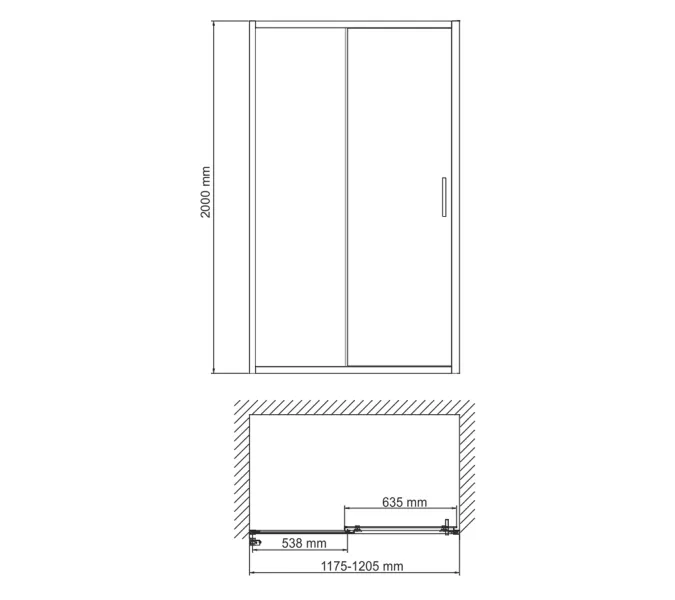 Душевая дверь WasserKRAFT Tauber 64S прозрачное/никель, Цвет стекла: прозрачное, Цвет профиля (вариация): Никель, Выбрать размер: 120, изображение 3