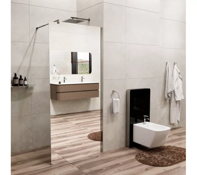 Душевая перегородка WasserKRAFT Rur 30W -MR  зеркальная/хром, Цвет стекла: зеркальное, Цвет профиля: Хром, Цвет профиля (вариация): Серебро, Выбрать размер: 100