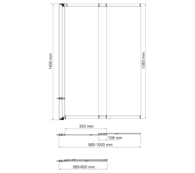 Стеклянная шторка WasserKRAFT Tauber 64S02-80/100, Цвет стекла: прозрачное, Цвет профиля: Никель, Выбрать размер: 100, изображение 2