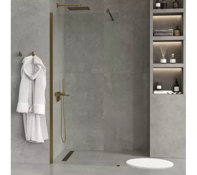 Душевая перегородка WasserKRAFT Rur 30W BG прозрачное/матовое золото, Цвет стекла: прозрачное, Цвет профиля: Золото, Цвет профиля (вариация): Матовое золото, Выбрать размер: 120