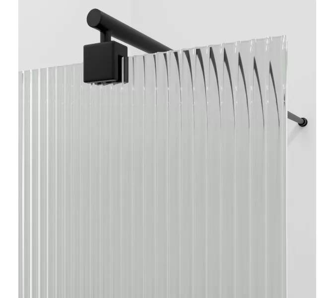 Душевая перегородка WasserKRAFT Rur 30W MB-FL ребристое/черный, Цвет стекла: ребристое, Цвет профиля: Черный, Цвет профиля (вариация): Черный, Выбрать размер: 100, изображение 3