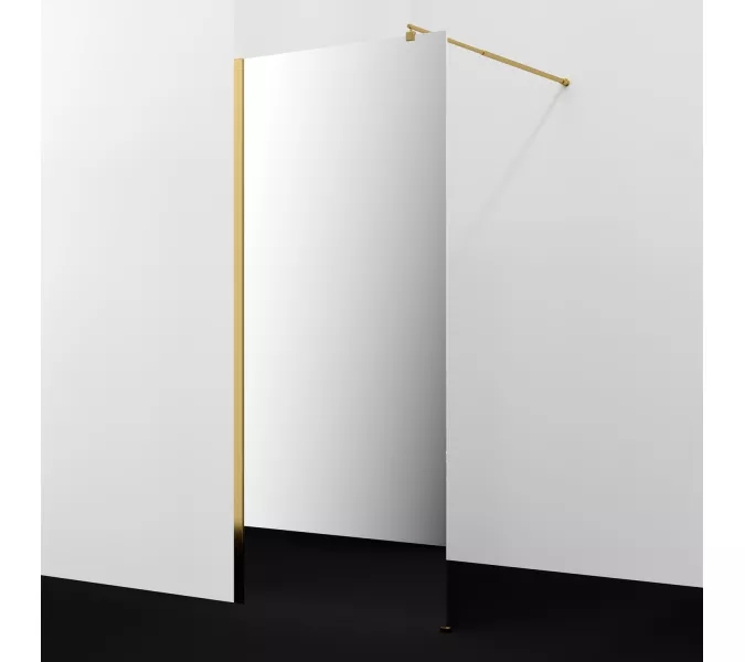 Душевая перегородка WasserKRAFT Rur 30W PG-MR зеркальное/глянц.золото, Цвет стекла: зеркальное, Цвет профиля: Золото, Цвет профиля (вариация): Глянцевое золото, Выбрать размер: 100, изображение 2