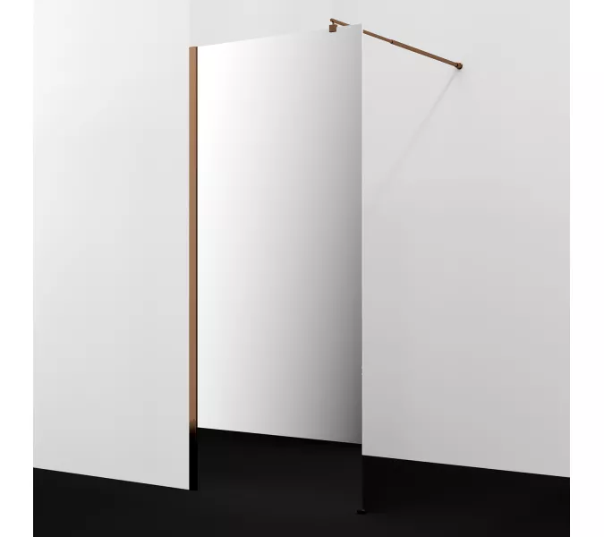 Душевая перегородка WasserKRAFT Rur 30W RG-MR зеркальное/розовое золото, Цвет стекла: зеркальное, Цвет профиля: Розовое золото, Цвет профиля (вариация): Розовое золото, Выбрать размер: 90