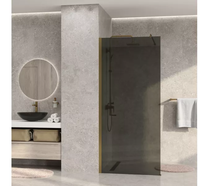 Душевая перегородка WasserKRAFT Rur 30W BG-TG тонирован/мат. золото, Цвет стекла: тонированное, Цвет профиля: Золото, Цвет профиля (вариация): Матовое золото, Выбрать размер: 110