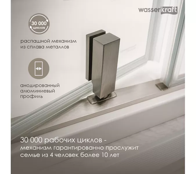 Душевая дверь WasserKRAFT Spree 14P, Цвет стекла: прозрачное, Цвет профиля (вариация): Никель, Выбрать размер: 90, изображение 2