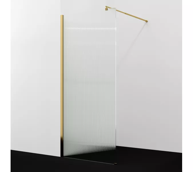Душевая перегородка WasserKRAFT Rur 30W PG-FL ребристое/глянц.золото, Цвет стекла: ребристое, Цвет профиля: Золото, Цвет профиля (вариация): Глянцевое золото, Выбрать размер: 90