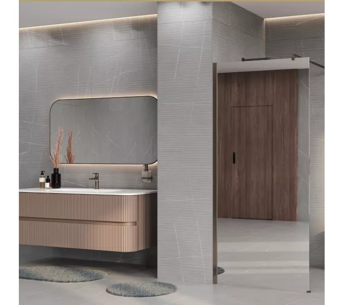 Душевая перегородка WasserKRAFT Rur 30W  BN-MR зеркальное/никель, Цвет стекла: зеркальное, Цвет профиля: Серый, Цвет профиля (вариация): Никель, Выбрать размер: 110, изображение 4