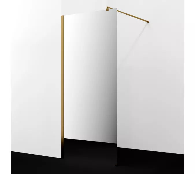 Душевая перегородка WasserKRAFT Rur 30W BG-MR зеркальное/матовое золото, Цвет стекла: зеркальное, Цвет профиля: Золото, Цвет профиля (вариация): Матовое золото, Выбрать размер: 90, изображение 2