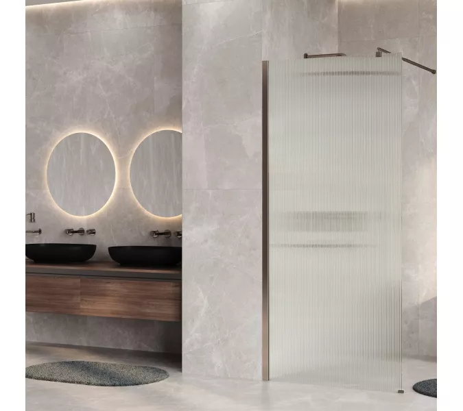 Душевая перегородка WasserKRAFT Rur 30W BG-FL ребристое/матовое золото, Цвет стекла: ребристое, Цвет профиля: Золото, Цвет профиля (вариация): Матовое золото, Выбрать размер: 90, изображение 3