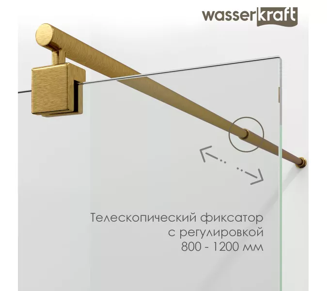 Душевая перегородка WasserKRAFT Rur 30W RG-TXG рифленое/розовое золото, Цвет стекла: рифленое, Цвет профиля: Розовое золото, Цвет профиля (вариация): Розовое золото, Выбрать размер: 110, изображение 5