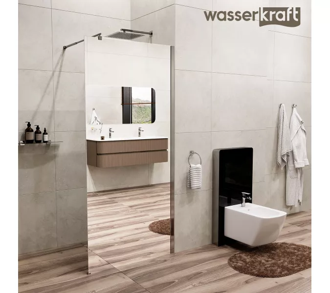 Душевая перегородка WasserKRAFT Rur 30W  BN-MR зеркальное/никель, Цвет стекла: зеркальное, Цвет профиля: Серый, Цвет профиля (вариация): Никель, Выбрать размер: 110