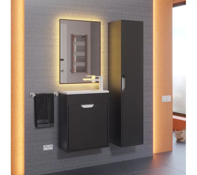 Тумба подвесная Uperwood Modul , черная матовая, Выбрать цвет: Черный матовый, Выбрать размер: 50, изображение 7