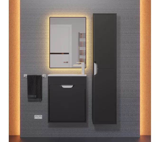 Тумба подвесная Uperwood Modul , черная матовая, Выбрать цвет: Черный матовый, Выбрать размер: 50, изображение 8