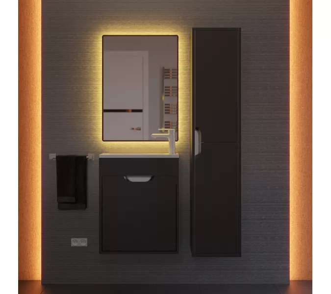 Тумба подвесная Uperwood Modul , черная матовая, Выбрать цвет: Черный матовый, Выбрать размер: 50, изображение 9