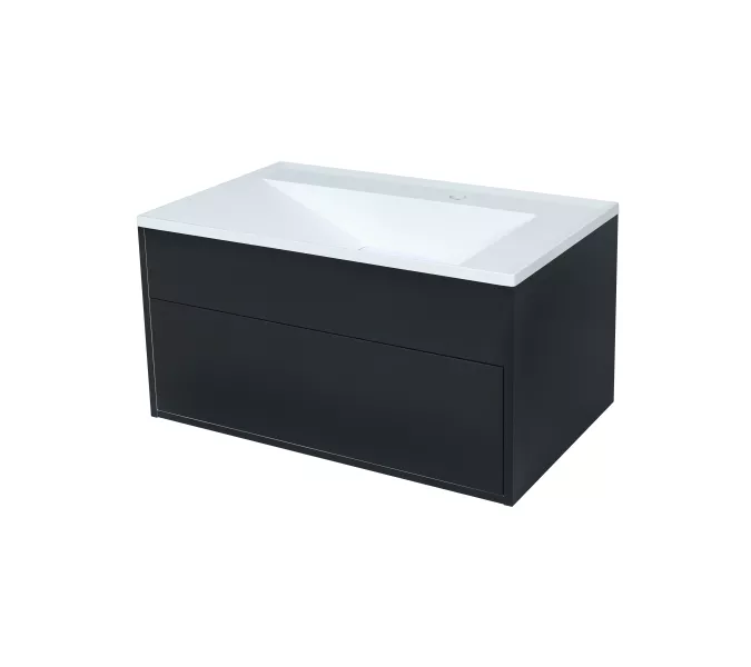 Тумба подвесная Uperwood Lotus Premium черная, Выбрать цвет: Черный матовый, Выбрать размер: 80, изображение 8