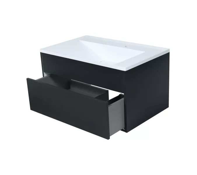 Тумба подвесная Uperwood Lotus Premium черная, Выбрать цвет: Черный матовый, Выбрать размер: 80, изображение 9