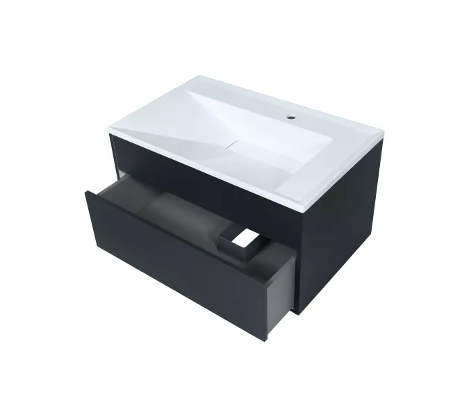 Тумба подвесная Uperwood Lotus Premium черная, Выбрать цвет: Черный матовый, Выбрать размер: 80, изображение 10