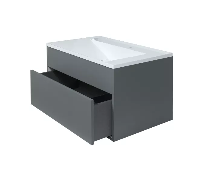 Тумба  подвесная Uperwood Lotus Premium  серая, Выбрать цвет: Серый матовый, Выбрать размер: 80, изображение 8