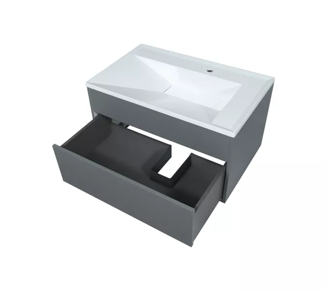 Тумба  подвесная Uperwood Lotus Premium  серая, Выбрать цвет: Серый матовый, Выбрать размер: 80, изображение 9