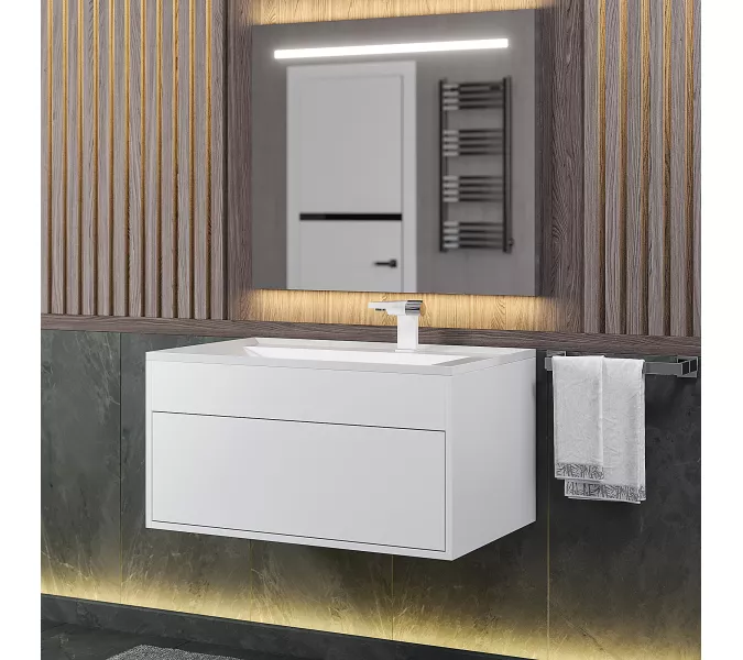 Тумба подвесная Uperwood Lotus Premium белая, Выбрать цвет: Белый матовый, Выбрать размер: 80, изображение 2