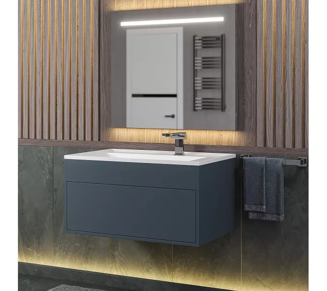 Тумба  подвесная Uperwood Lotus Premium  серая, Выбрать цвет: Серый матовый, Выбрать размер: 80, изображение 2