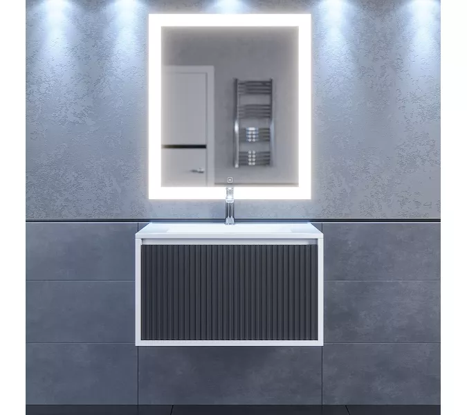 Тумба подвесная  Uperwood Next Premium  белая/графит, 1/2 ящика, Выбрать цвет: Белый/графит, Выбрать размер: 70, Внешний вид: 1 ящик, изображение 3