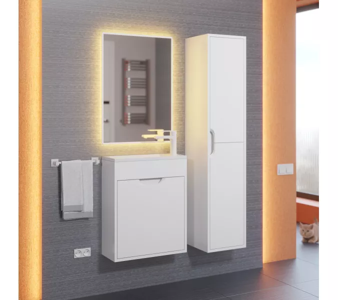 Тумба подвесная Uperwood Modul  белая матовая, Выбрать цвет: Белый матовый, Выбрать размер: 50, изображение 9