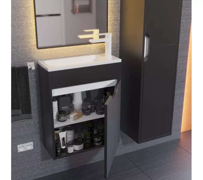 Тумба подвесная Uperwood Modul , черная матовая, Выбрать цвет: Черный матовый, Выбрать размер: 50, изображение 5