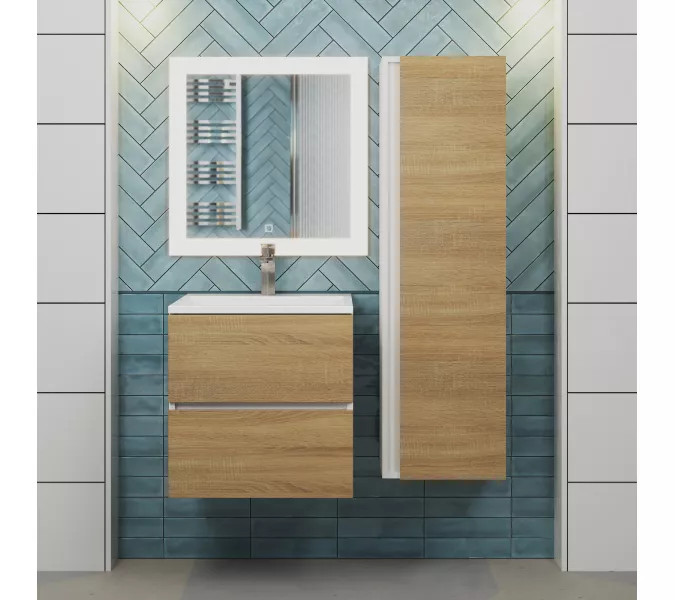 Тумба подвесная  Uperwood Barsa,  белая/дуб сонома, Выбрать цвет: Белый/дуб сонома, Выбрать размер: 50, изображение 6