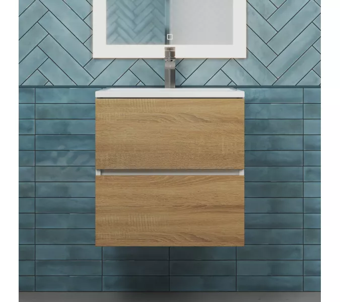 Тумба подвесная  Uperwood Barsa,  белая/дуб сонома, Выбрать цвет: Белый/дуб сонома, Выбрать размер: 50, изображение 2