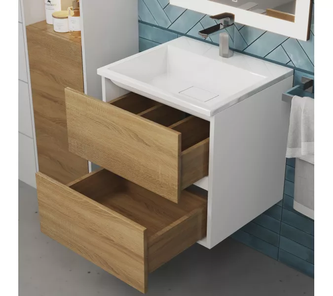 Тумба подвесная  Uperwood Barsa,  белая/дуб сонома, Выбрать цвет: Белый/дуб сонома, Выбрать размер: 50, изображение 5