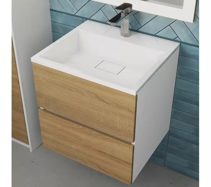 Тумба подвесная  Uperwood Barsa,  белая/дуб сонома, Выбрать цвет: Белый/дуб сонома, Выбрать размер: 50, изображение 4