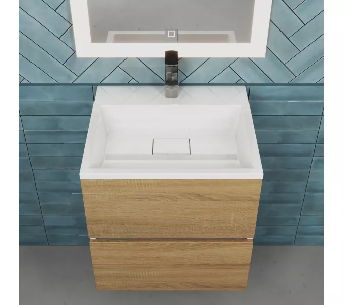 Тумба подвесная  Uperwood Barsa,  белая/дуб сонома, Выбрать цвет: Белый/дуб сонома, Выбрать размер: 50, изображение 3