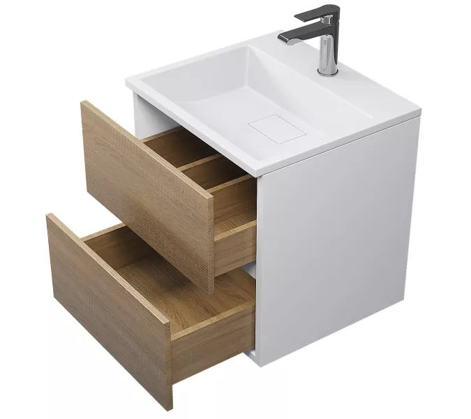 Тумба подвесная  Uperwood Barsa,  белая/дуб сонома, Выбрать цвет: Белый/дуб сонома, Выбрать размер: 50, изображение 8