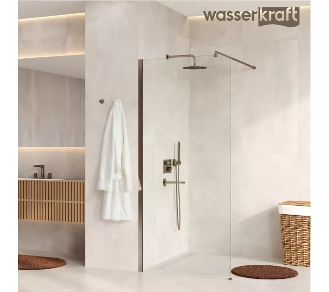 Душевая перегородка WasserKRAFT Rur 30W RG прозрачное/розовое золото, Цвет стекла: прозрачное, Цвет профиля: Розовое золото, Цвет профиля (вариация): Розовое золото, Выбрать размер: 110