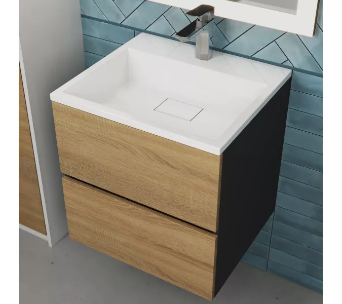 Тумба подвесная  Uperwood Barsa  черная/дуб сонома, Выбрать цвет: Черный/дуб сонома, Выбрать размер: 50, изображение 3