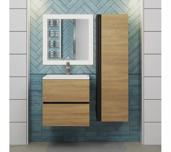 Тумба подвесная  Uperwood Barsa  черная/дуб сонома, Выбрать цвет: Черный/дуб сонома, Выбрать размер: 50, изображение 6