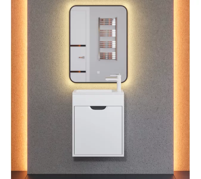 Тумба  подвесная Uperwood Modul, белая/графит, Выбрать цвет: Белый/графит, Выбрать размер: 50, изображение 6