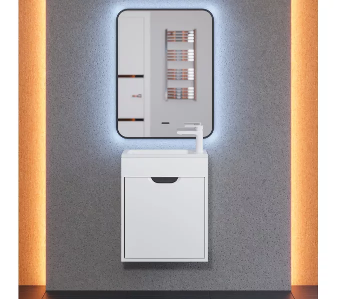 Тумба  подвесная Uperwood Modul, белая/графит, Выбрать цвет: Белый/графит, Выбрать размер: 50, изображение 7